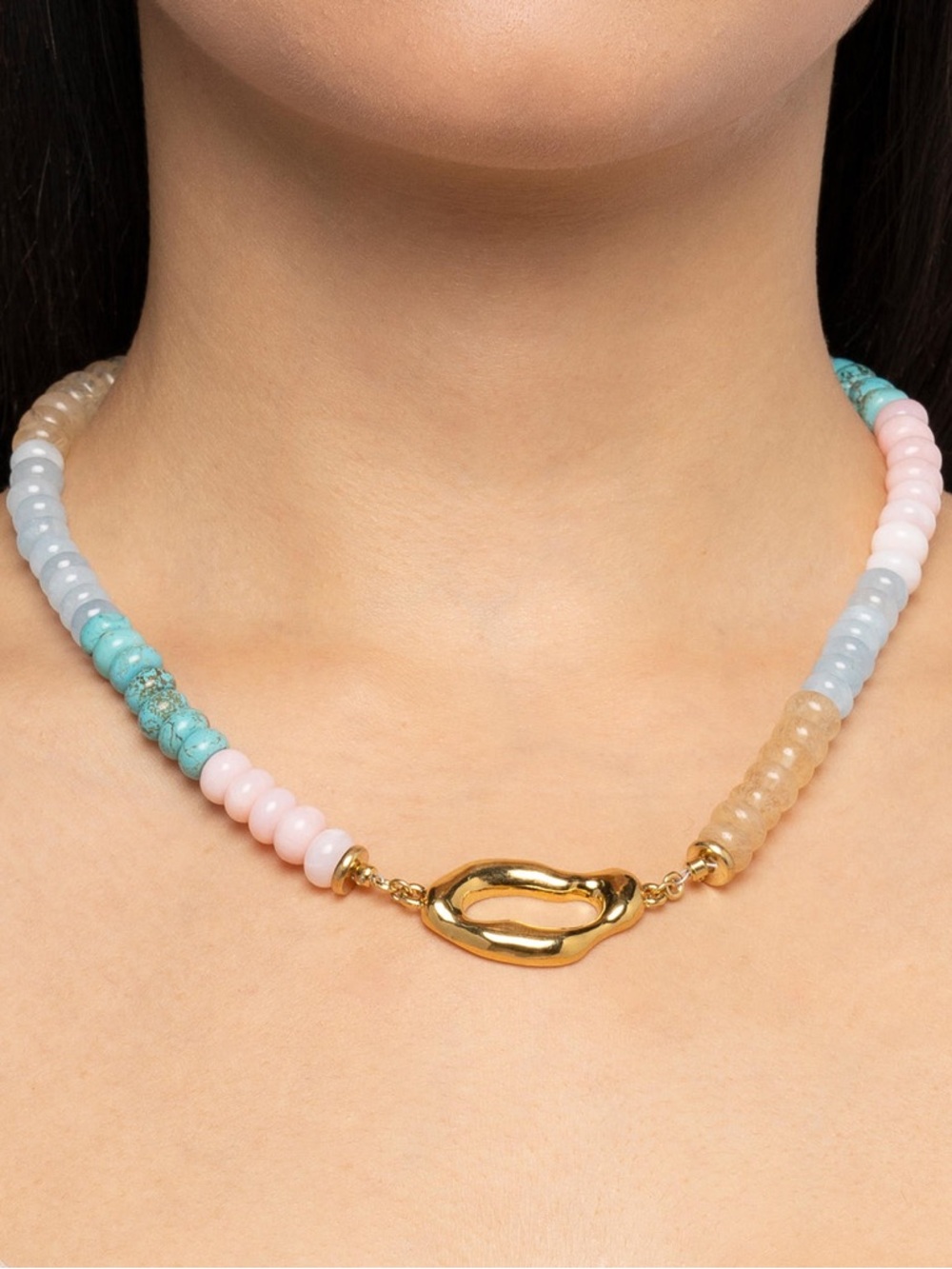 Turquoise, Opal, Aquamarine, and Agate Stones with 24K Gold Plating